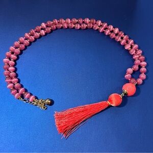 Kate Spade ♠️ Chunky Pink Bohemian Beaded Tassel Necklace